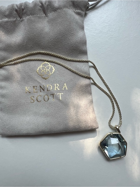 Kendra Scott Jewelry - Kendra Scott Gold Necklace with Light Blue Faceted Pendant